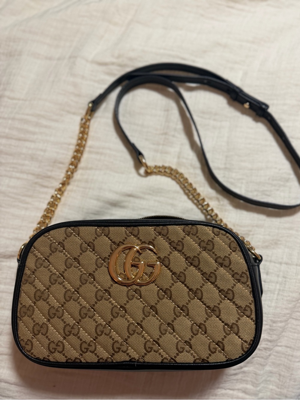 Beige Brown GG bag with Gold Hardware